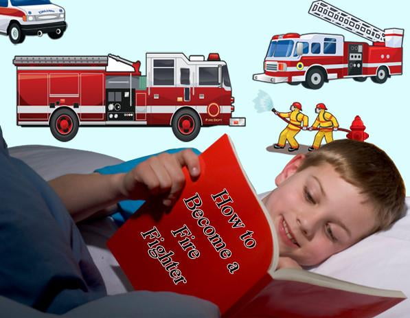 Realistic Fire Engine Truck Wall Decals -Boys Room Wall Decor Stickers, Kids Rooms (11) Decals from 1" - 11"