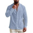 thumbnail image 5 of Rvwovn Men's Casual Linen-Like Shirts Long Sleeve Button Down Band Collar Tops for Summer and Beach Wear, 5 of 7