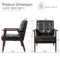 thumbnail image 4 of Eclife 22.8" Leather Mid-Century Modern Wood Accent Chair Wide Armchair Single Chair with Memory Foam Cushions for Adult Small Space Living Room Club Bedroom, Black, 4 of 10