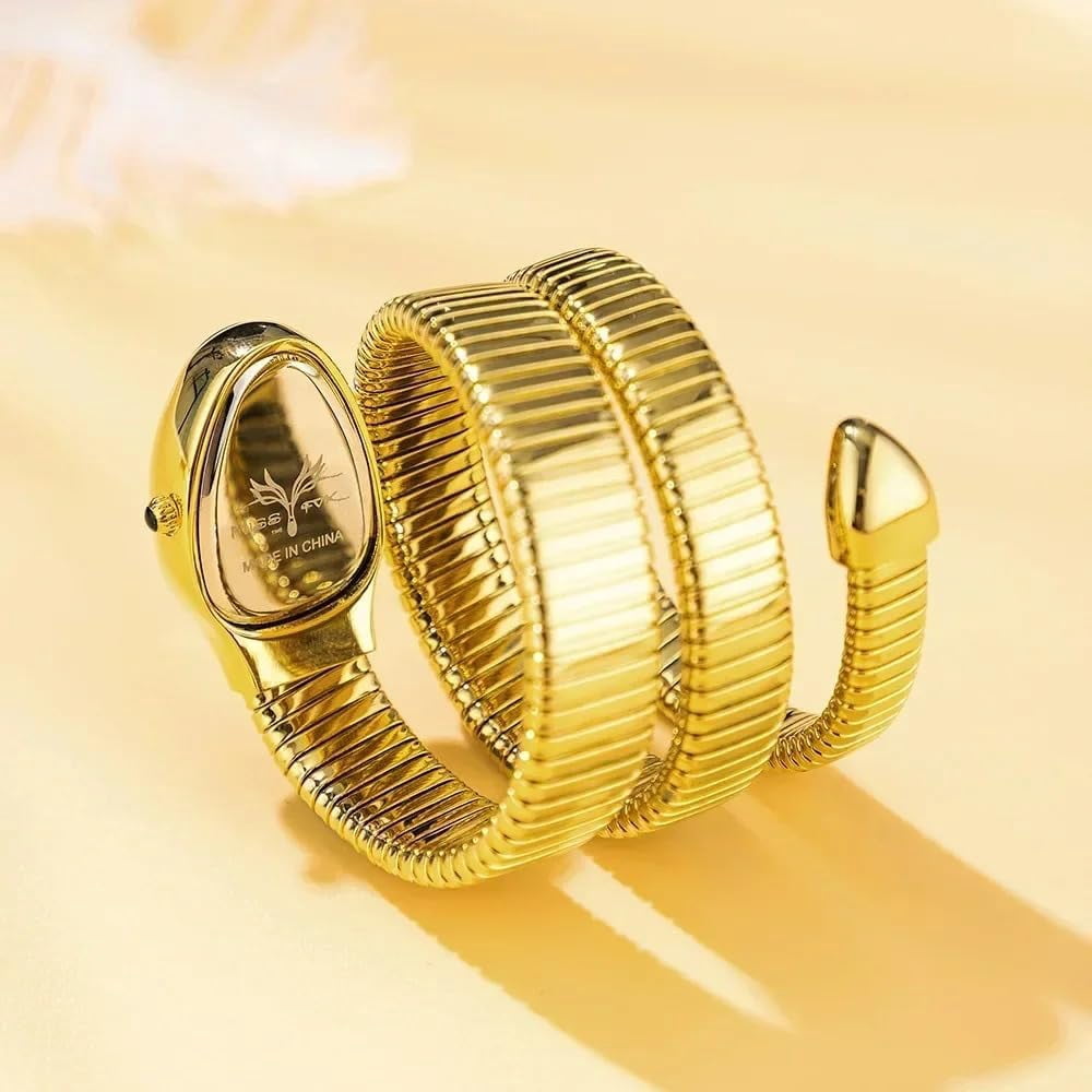 Snake Bracelet Women's Watch Gold Steel Wrapped Strap Quartz Watches Women Casual Ladies Wristwatch