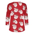 thumbnail image 5 of Puntoco Blusa informal de cuello redondo con mangas 3/4 cortas y estampado a la moda para mujer, 5 of 5