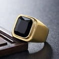 thumbnail image 2 of PAMTIER Men's Stainless Steel Gold Plated Ring with Square Black Gem Stone Size 13, 2 of 5