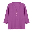 thumbnail image 4 of CONROSES Mothers Day Gift Women's 3/4 Sleeve T-Shirts V Neck Jacquard Loose Fit Summer Tee Blouses for Lady, 4 of 5
