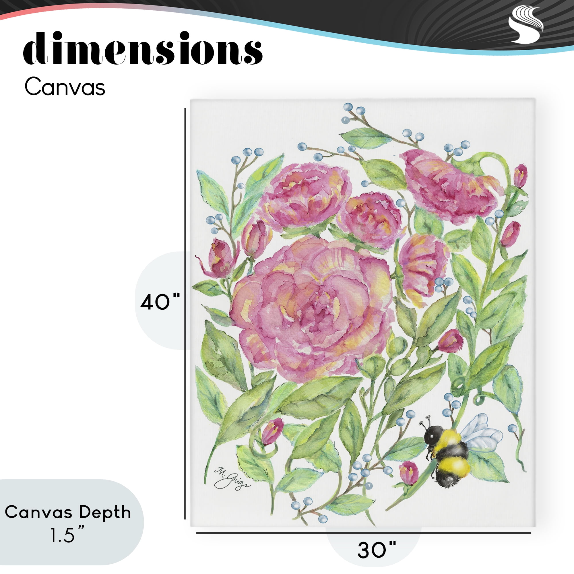 Stupell Industries Peony & Bumble Bee Canvas Wall Art, design by Maureen Grigs