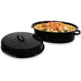 thumbnail image 5 of Bovado USA Oval Turkey Roaster Pan with Lid Non Stick Enamel 19 in, Black, 5 of 6