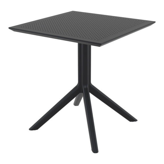 Luxury Commercial Living 29.5" Black Square Outdoor Patio Dining Table