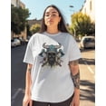 thumbnail image 3 of T Shirts for Women Short Sleeve Cotton Crewneck T-Shirt, Vintage Abstract Ox Skull Axe Tee Tops Casual Basic T-Shirts, XS-5XL White 3XL, 3 of 7