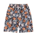 thumbnail image 2 of Telankuip Mens Swim Trunks Summer Tropical Floral Print Boho Loose Fit Drawstring Beach Vacation Casual Board Shorts 2 in 1 Elastic Waisted Quick Dry Bathing Suits with Pockets 1-Black XXL, 2 of 3