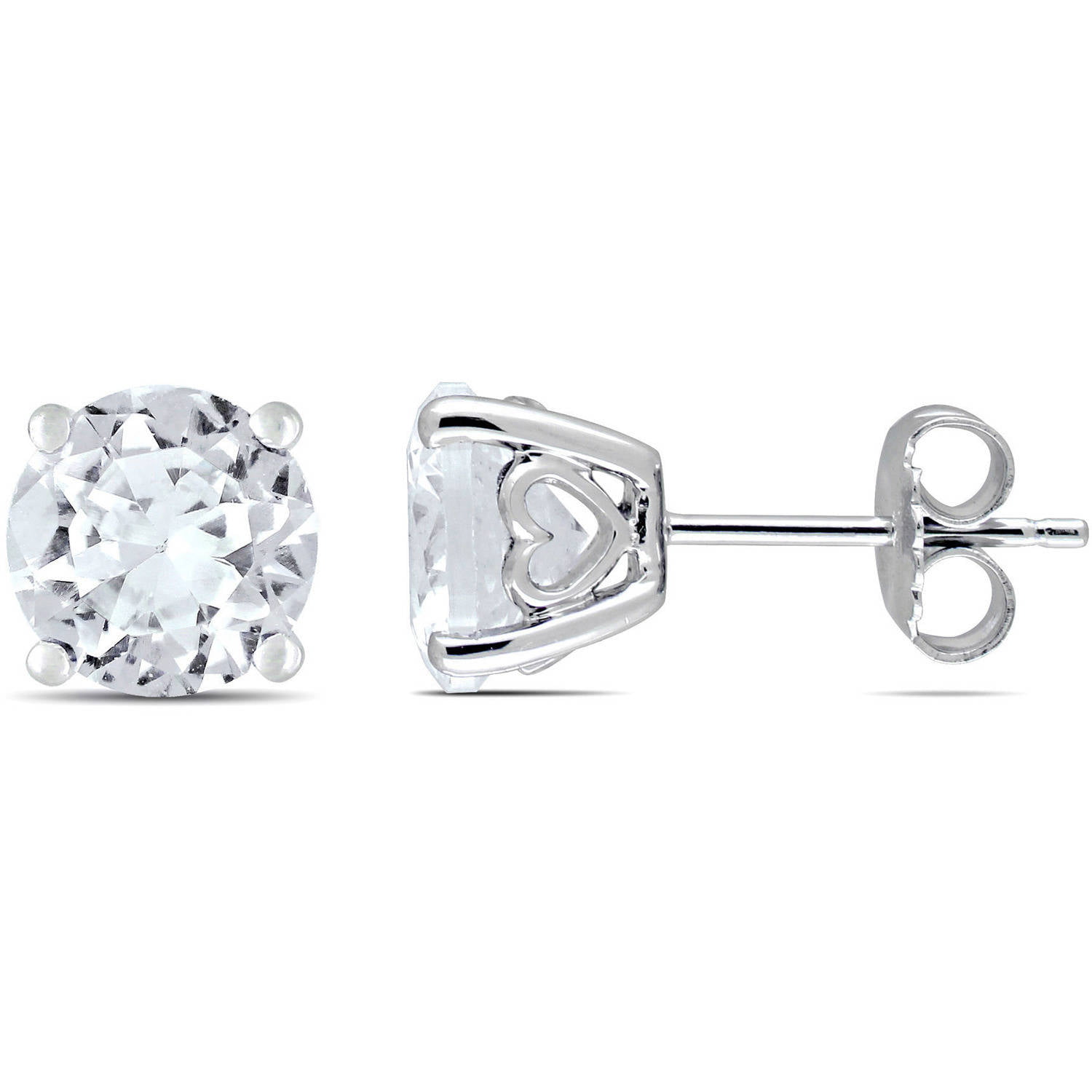 Amour White Sapphire Drop Earrings in 18k Yellow Gold Plated Sterling Silver