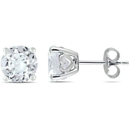Miabella 4-4/5 Carat T.G.W. Round-Cut Created White Sapphire Sterling Silver Stud Earrings