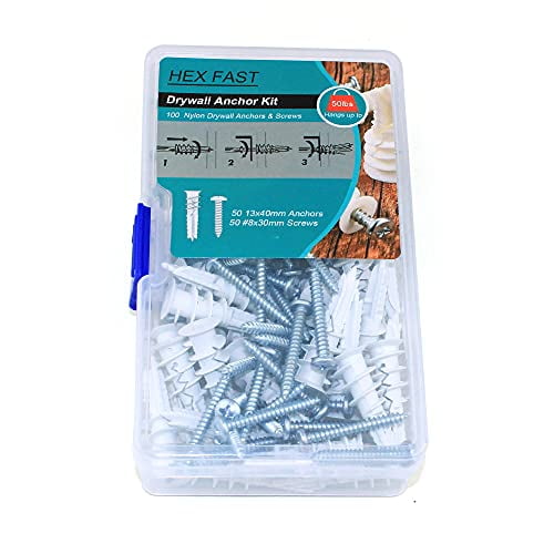 100pcs Self Drilling Drywall Anchors, Drywall Anchors Heavy Duty