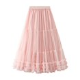 thumbnail image 4 of Women Ruched Ruffle Skirt Solid Stretch Pleated Mini Skirt Tennis for Girls Sequin Maternity A Line Size 14 Beach plus Size plus High Low Women Casual Elastic Pink One, 4 of 7