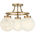 thumbnail image 4 of Possini Euro Design Modern Ceiling Light Semi Flush Mount Fixture Brass 16 1/2" 3-Light Art Glass Globe Shade for Bedroom Kitchen, 4 of 8