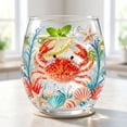 thumbnail image 3 of STIJGGN Stemless Wine Glass, Ocean Red Crab Seashell Starfish Printed Drinking Glass, Summer Coastal Nautical Home Decor Glassware, Holiday Beverage Cup Gift for Beach Lovers, 3 of 7