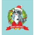 thumbnail image 3 of Christmas Duvet Cover Set, Racoon with Santa Hat and Bell Noel Wreath Merry Christmas Cartoon, Decorative 3 Piece Bedding Set with 2 Pillow Shams, King Size, Pale Seafoam Multicolor, by Ambesonne, 3 of 3