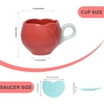 thumbnail image 2 of Taza Creativa de Cerámica en Forma de Tulipán con Posavasos y Cuchara, Ideal para Café - Rojo, 2 of 4