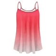 thumbnail image 3 of Royisotas Pink Ladies Tank Tops Summer Sleeveless Casual Womens Camisole Thin Strap Pleated Gradient Color Crew Neck Womens Cami Tops Plus Size, 3 of 4