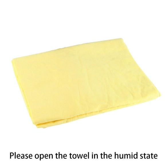 Synthetic Leather Chamois Dry Towel,easy To Wring Out and Store,PVA Towelfor Car Wash Care(Yellow)