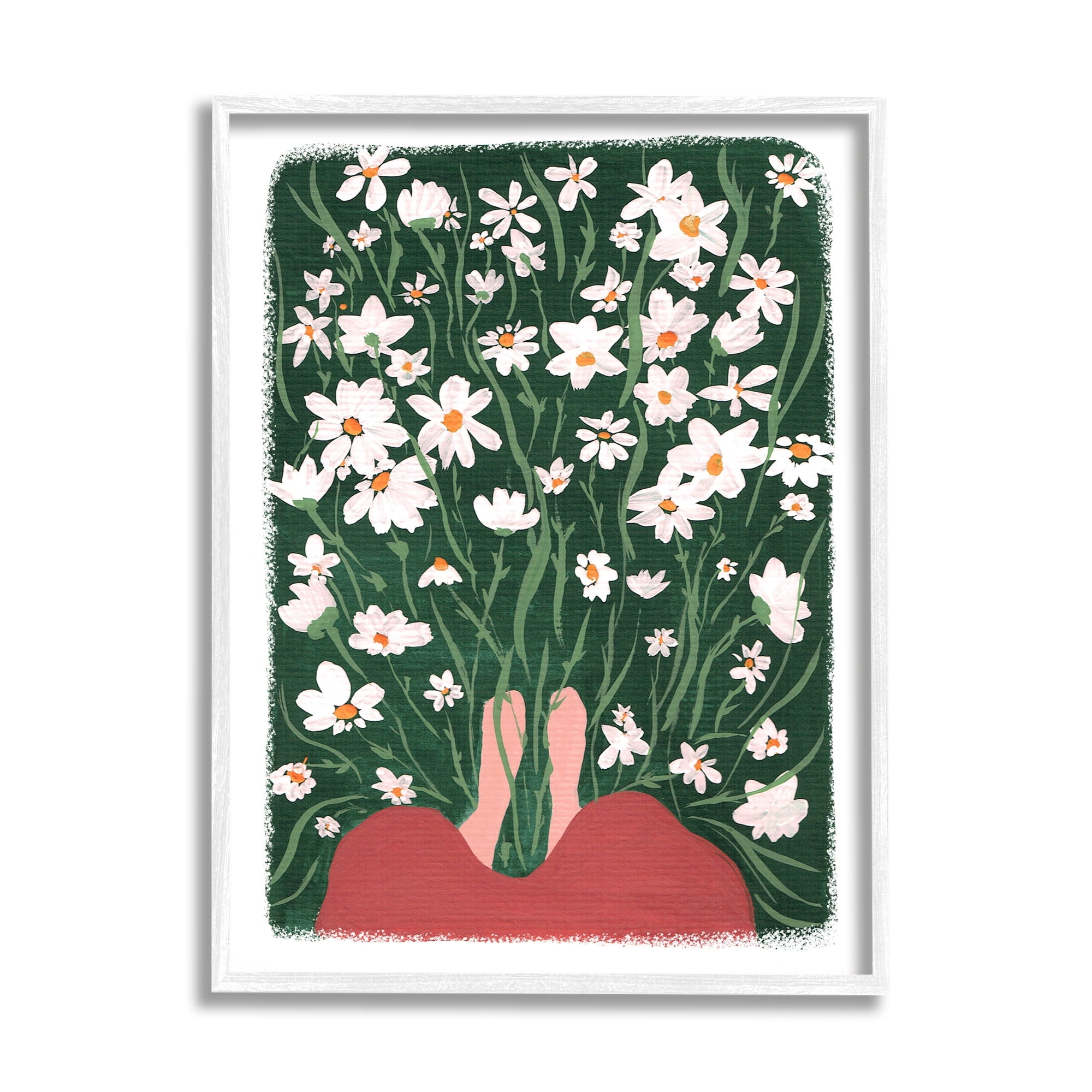 Stupell Industries Standing in Peaceful Flower Meadow Blooming Daisies Painting Painting White Framed Art Print Wall Art, Design by Birgit Maria Kiennast