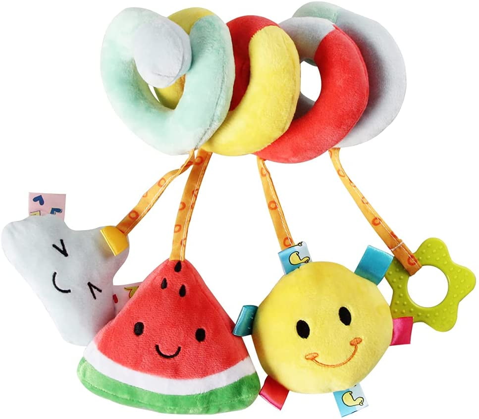 Hanging Toys for Car Seat Crib Mobile, Infant Baby Spiral Plush Toys for Crib Bed Stroller Car Seat Bar, Watermelon
