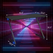 Gymax 43.5 inch Gaming Desk Z Shape Office PC Computer Desk Gamer Tables w/ LED Lights