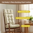 thumbnail image 3 of Millsilo 3-Piece High Back Rocking Chair Cushion Set, 52" Seat & Back Support with Detachable Neck Pillow, Non-Slip Bottom & Ties— Beige, 3 of 8