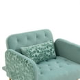 thumbnail image 5 of Modern Chaise Lounge with Ottoman, Velvet Upholstered Recliner Chair, Convertible Sleeper Sofa Bed with 3 Reclining Angles and One Pillow, Living Room Accent Chair with Golden Metal Trims, Mint Green, 5 of 6