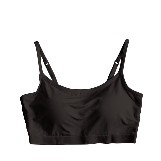 Xfvqtps Womens Bras Wireless Solid Color Adjustable Spaghetti Strap Elastic Pullover Comfortable Breathable Daily Bras Black