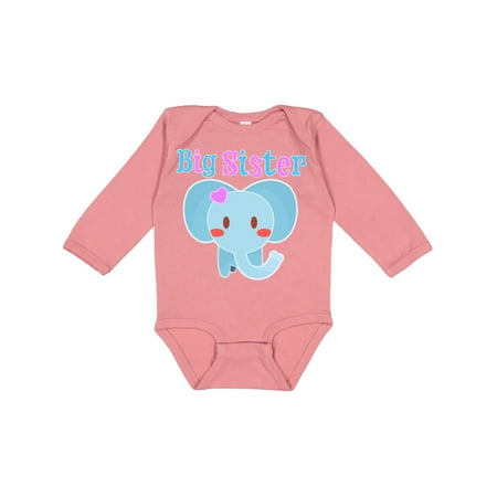 

Inktastic Big Sister elephant Gift Baby Girl Long Sleeve Bodysuit