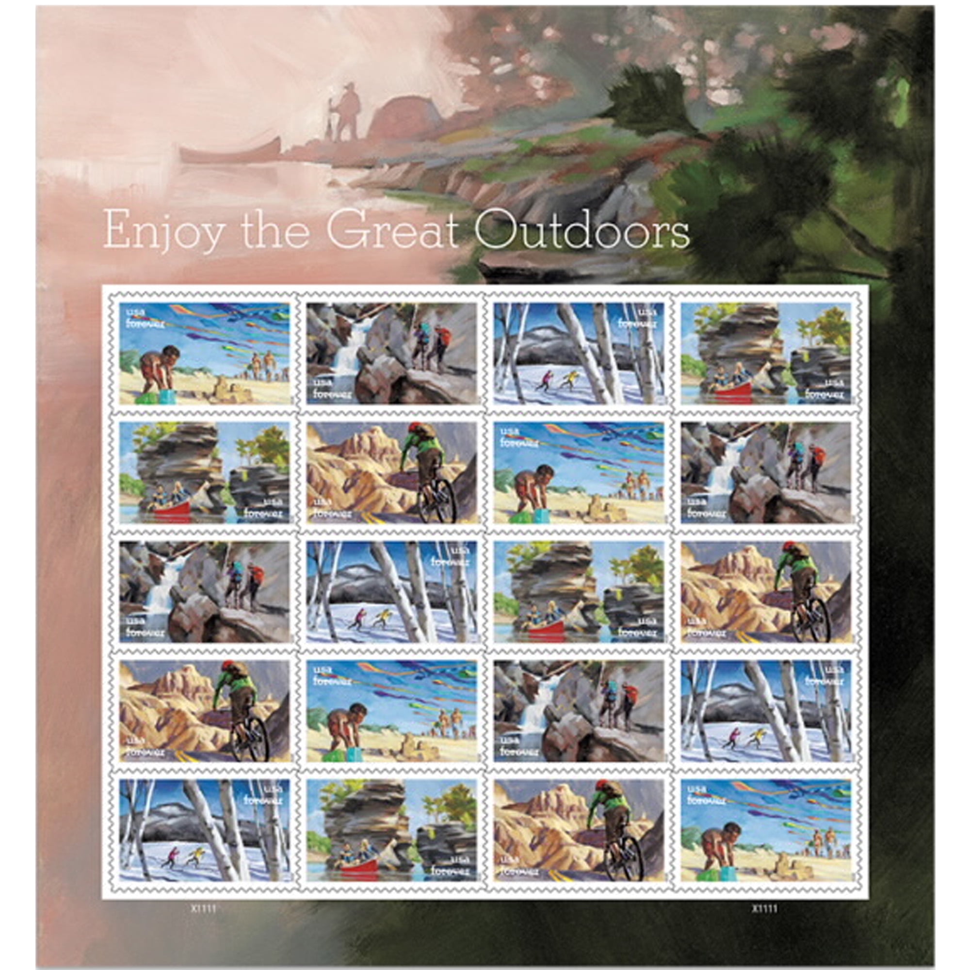 Enjoy the Great Outdoors Sheet of 20 Forever USPS First Class Postage Stamps Celebration Vacation Wedding