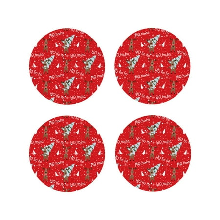 

Yiaed Christmas Deer 1 Print Leather Coasters for Drinks - Cup Coasters Coffee Table Kitchen Table Bar Home & Office Gifts Handmade Drink Coasters-Round Shape