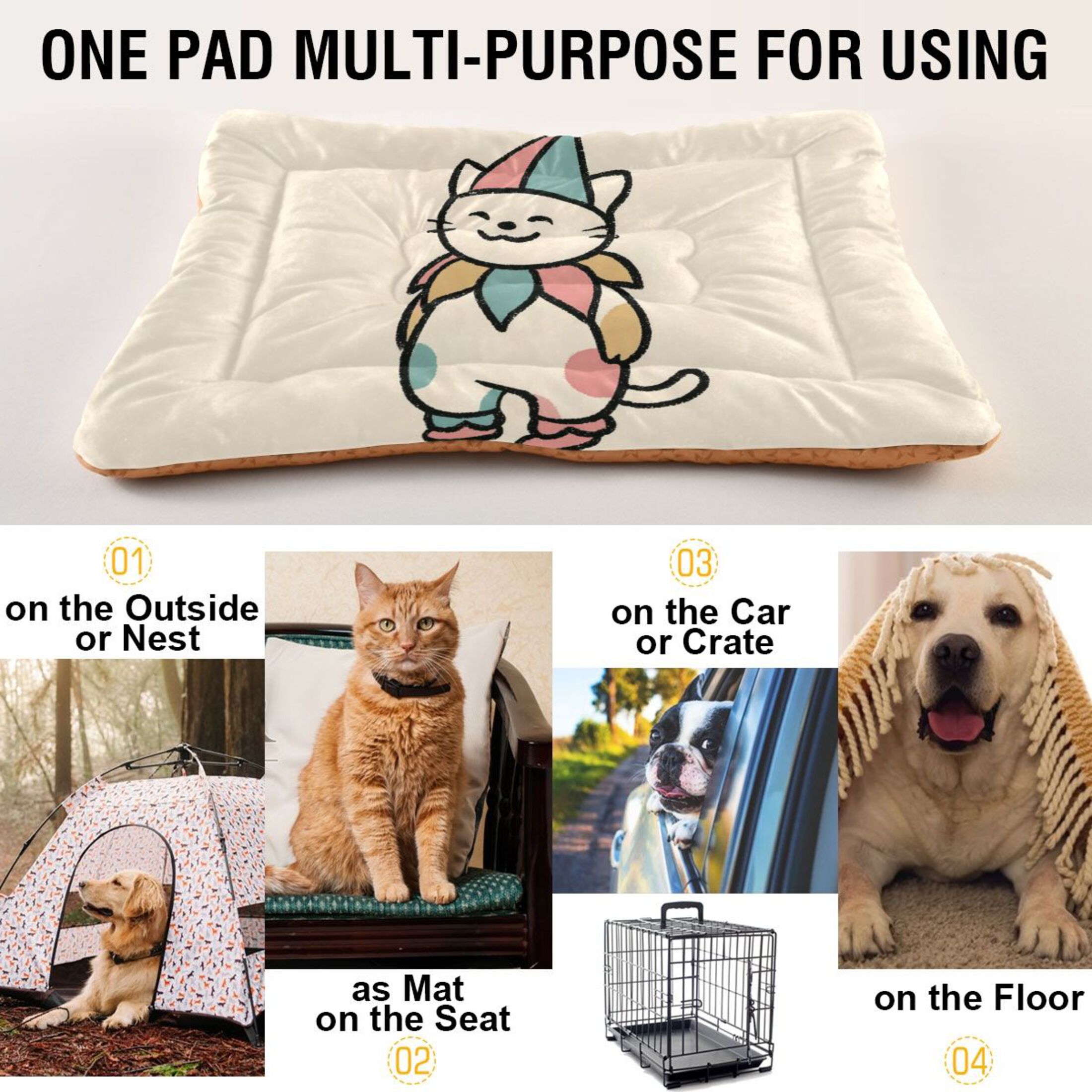 Cozy Mat Pet Bed Indoor Outdoor Warm Soft For Cat Dog Puppy(S/M) A Simple Drawing