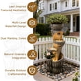 thumbnail image 2 of 4 Tiered Water Fountain Outdoor, 35.6" Tall Cascading Bowl Leaf Carved Outdoor Waterfall Fountains Modern Water Feature with Dual Planters for Garden, Patio,Deck, Yard, Indoor Decor, 2 of 9