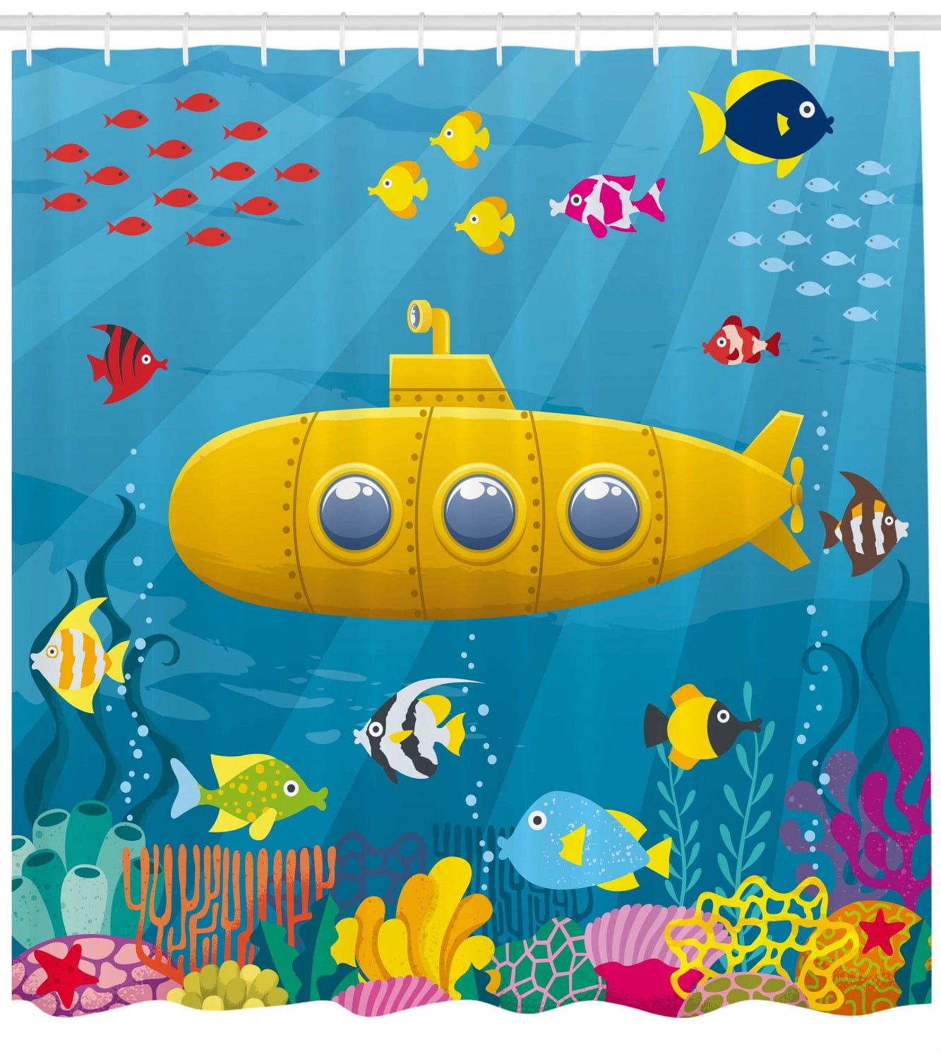 Yellow Submarine Shower Curtain C Reef With Colorful Fish Yellow Submarine Shower Curtain C