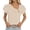 Beige, variant on Women's Asymmetric V Neck Puff Short Sleeve Blouse with Decorative Buttons Casual Summer Tops,XXL