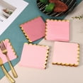 thumbnail image 4 of Uxcell 50 Pcs Scalloped Cocktail Napkins with Gold Foil Edges, 5 x 5 Inch Disposable Scalloped Paper Napkins for Wedding Engagement Anniversary Party Tableware Decorations, Pink, 4 of 7