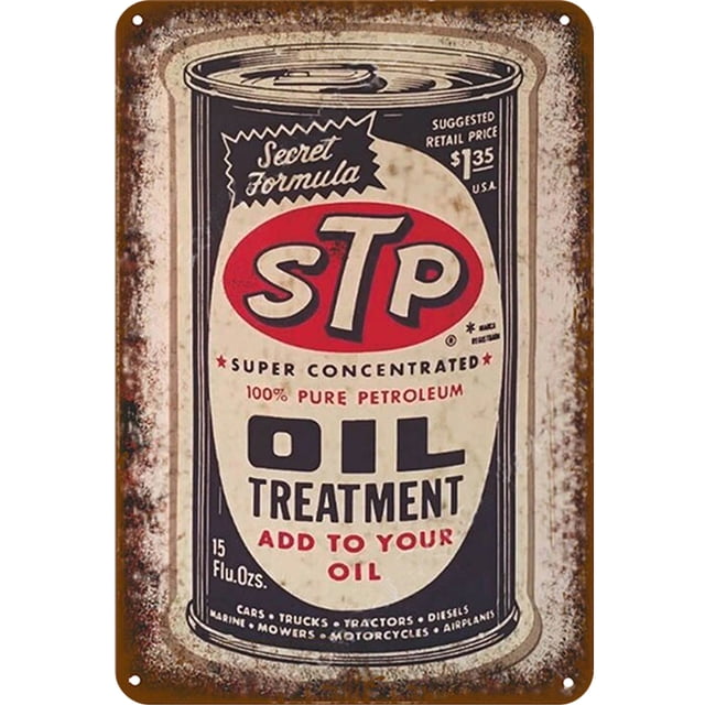 Placa Metal Vintage STP Gasolina Pintura Hierro Rectangular Arte La Pared 20x30cm
