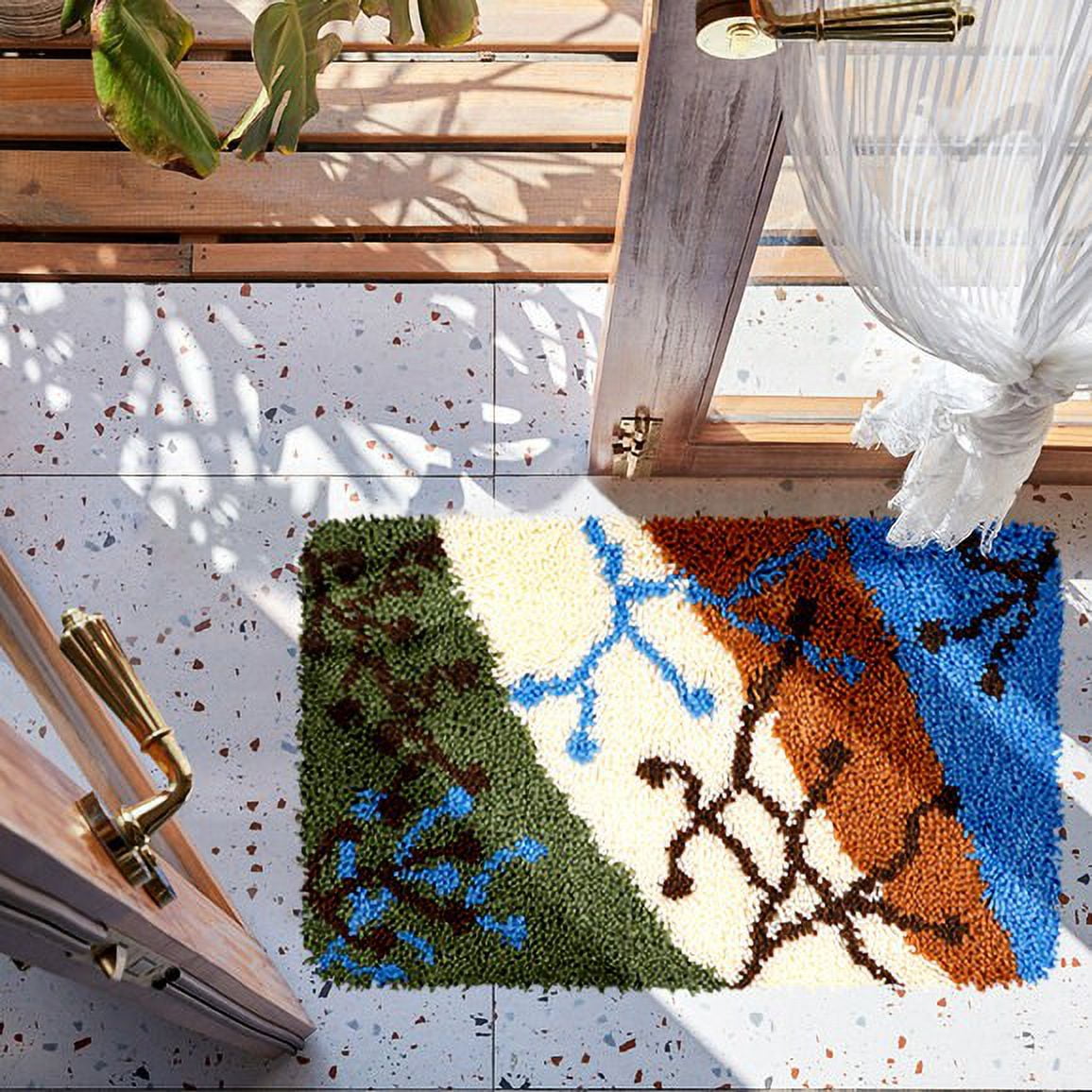 Latch Hook Rug Kits Embroidery DIY Molecular Pattern Crochet Needlework Crafts for Adults and Kids Beginners 20"x 15"