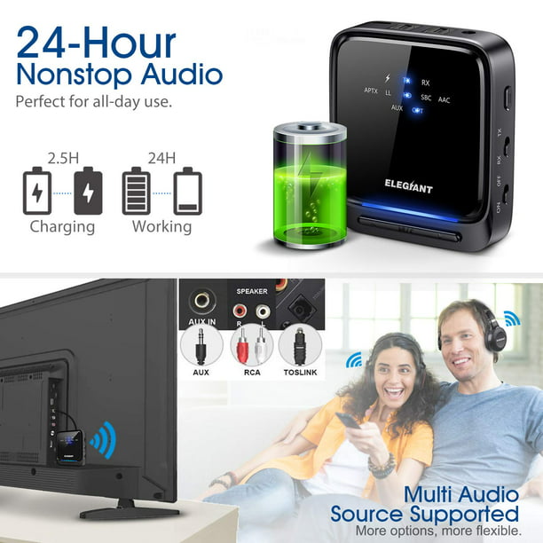 Idear Vaciar la basura entonces Wireless Bluetooth Transmitter Receiver for TV - 2-in-1 Bluetooth Audio  Adapter, Simultaneously Connect 2 Devices, 3.5mm AUX RCA Stereo Output -  Low Latency for Car/Home Sound System - Walmart.com