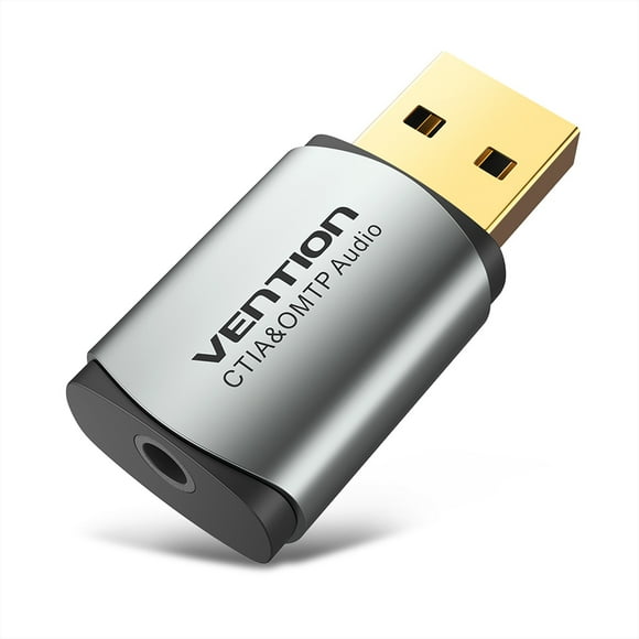 VENTION Vention USB External Sound Card Adapter - 2-in-1 3.5mm Audio Converter for PC, Laptop, PS4, Headphones & Mic, High Fidelity Noise Reduction, Compact Design, Grey (Model: CDLH0)