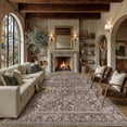 thumbnail image 4 of BERTHMEER 9'x12' Large Area Rugs for Living Room Bedroom Dining Room Office Oriental Floral Vintage Farmhouse Machine Washable Non-slip Traditional Distressed Rugs Carpets, Coffee Brown, 4 of 8