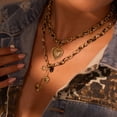 thumbnail image 3 of NICKSUN 18K Gold Plated Stainless Steel Leopard Fabric Woven Heart Pendant Necklace, Trendy Mixed Chain Retro Clavicle Jewelry for Women, 3 of 7