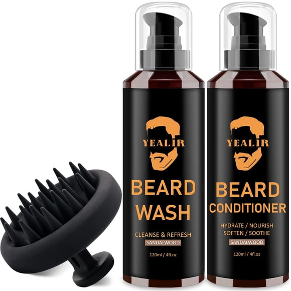 Set de jabón y acondicionador para barba con cepillo de silicona para barba YEALIR