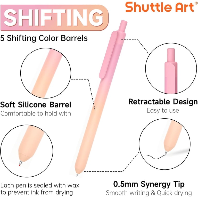 Shuttle Art Shifting Color Gel Pens, Fine Point 0.5mm, Black Ink, 15-Pack photo 4