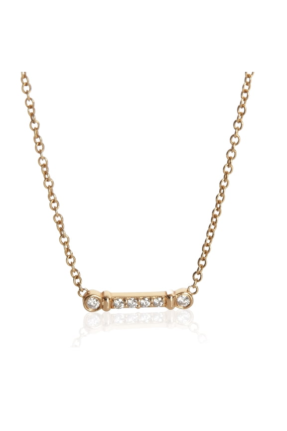 Pre-Owned 18K Rose Gold Tiffany & Co. Fluer De Lis Key Bar Pendant, .04 Ctw.
