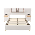 thumbnail image 4 of Full Size Upholstered Platform Bed with Built-in Charging Stations Design Headboard, 2 Extra Adjustable Head Back Pillows and 2 Storage Shelves, No Box Spring Needed, Beige, 4 of 7