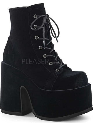 Pleaser Demonia Camel-311 - White Vegan Leather in Sexy Boots - $119.95