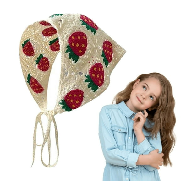 Wentin Crochet Bandana Head Kerchief Hair Scarf Knitted Hair Scarves Crochet Hair Kerchief Tie Bcak Headwrap Floral