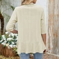 thumbnail image 5 of Summer Cardigan New Solid Color Cardigan Coat With Cropped Sleeves Ruffled Top Light Cardigans Women Summer Beige M, 5 of 6