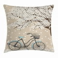 thumbnail image 1 of Bicycle Throw Pillow Cushion Cover, Blossoming Tree with Little White Flowers in the Spring and a Bike Sketch Artwork, Decorative Square Accent Pillow Case, 16 X 16 Inches, Multicolor, by Ambesonne, 1 of 2